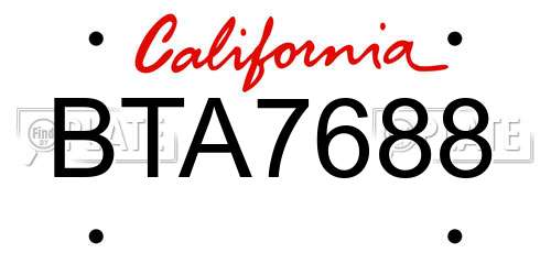 BTA7688 California License Plate