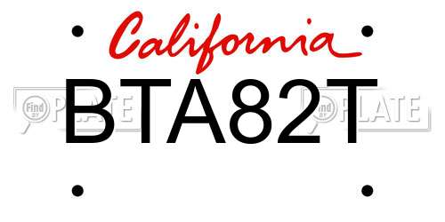 BTA82T California License Plate