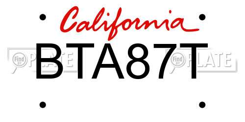 BTA87T California License Plate