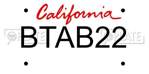 BTAB22 California License Plate