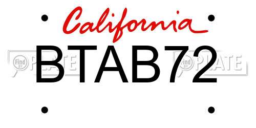 BTAB72 California License Plate