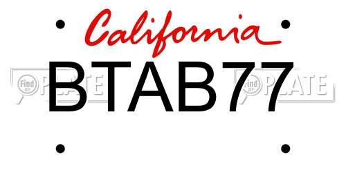 BTAB77 California License Plate