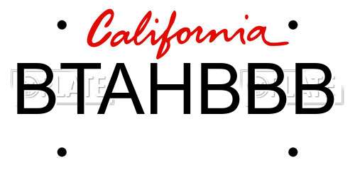 BTAHBBB California License Plate
