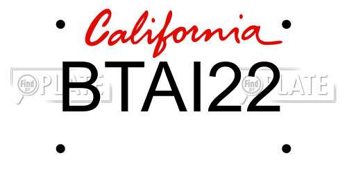 BTAI22 California License Plate