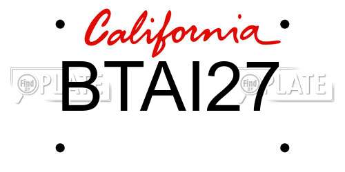 BTAI27 California License Plate