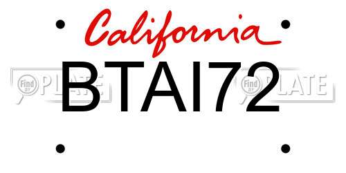 BTAI72 California License Plate