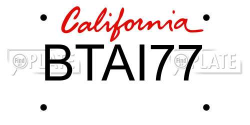 BTAI77 California License Plate