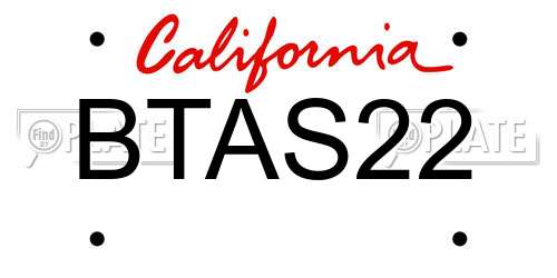 BTAS22 California License Plate