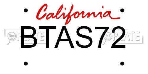 BTAS72 California License Plate