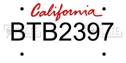 BTB2397 California License Plate