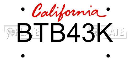 BTB43K California License Plate