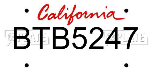 BTB5247 California License Plate
