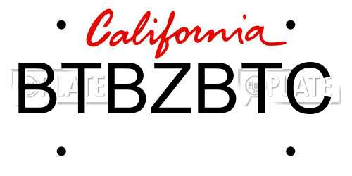 BTBZBTC California License Plate