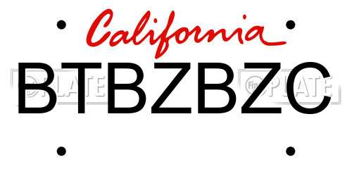 BTBZBZC California License Plate