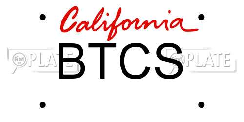 BTCS California License Plate