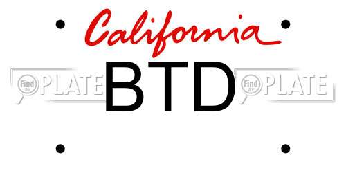 BTD California License Plate