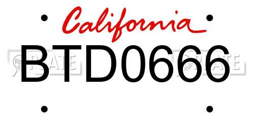 BTD0666 California License Plate