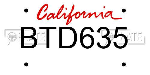 BTD635 California License Plate