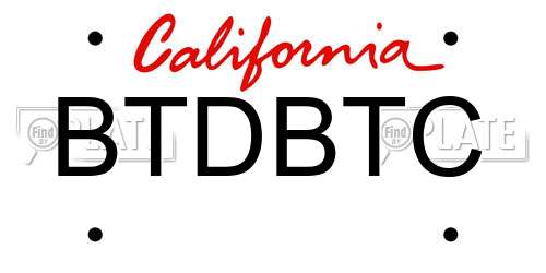 BTDBTC California License Plate