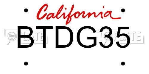 BTDG35 California License Plate