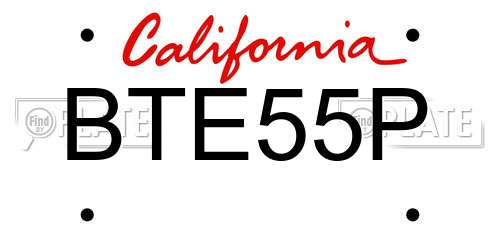 BTE55P California License Plate