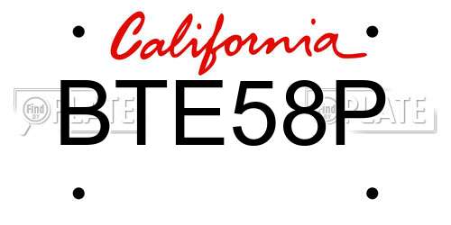 BTE58P California License Plate