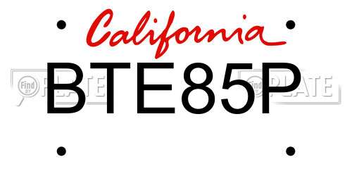 BTE85P California License Plate