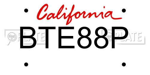 BTE88P California License Plate