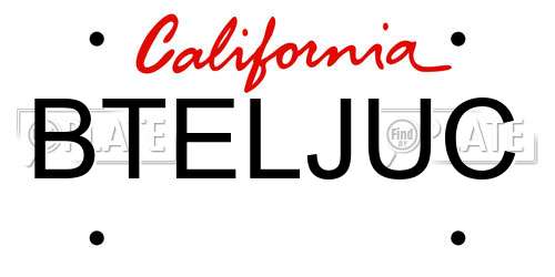 BTELJUC California License Plate