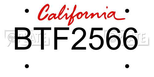 BTF2566 California License Plate