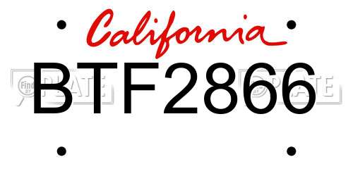 BTF2866 California License Plate