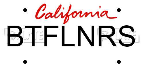 BTFLNRS California License Plate