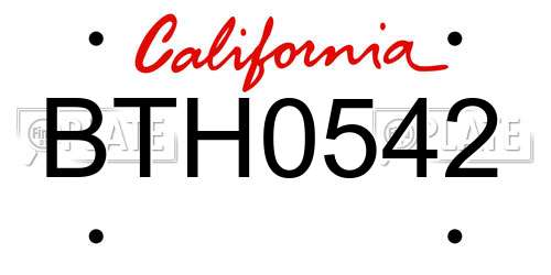 BTH0542 California License Plate