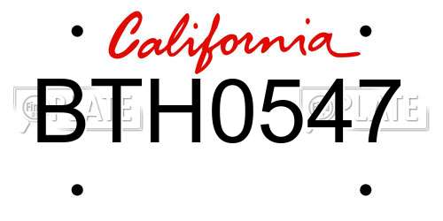 BTH0547 California License Plate