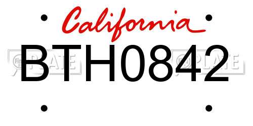 BTH0842 California License Plate