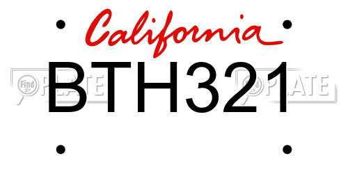 BTH321 California License Plate