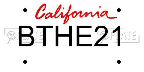 BTHE21 California License Plate