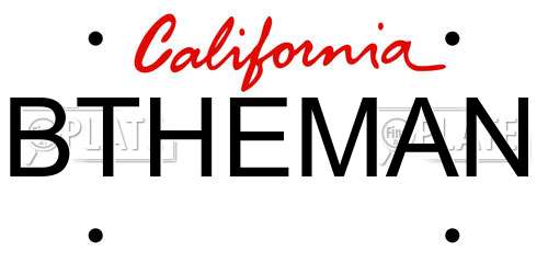 BTHEMAN California License Plate