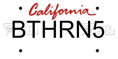 BTHRN5 California License Plate