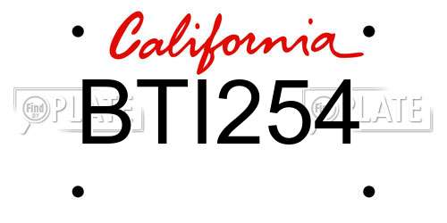 BTI254 California License Plate