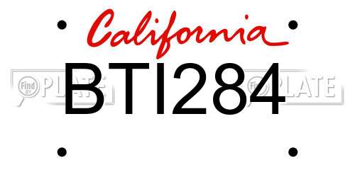 BTI284 California License Plate