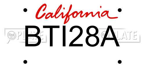 BTI28A California License Plate