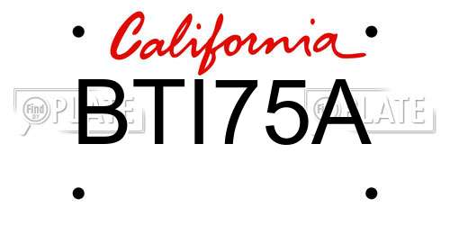 BTI75A California License Plate