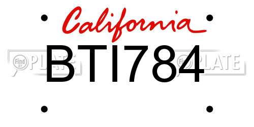BTI784 California License Plate