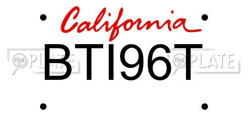BTI96T California License Plate
