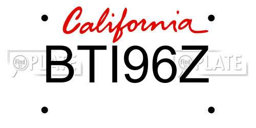 BTI96Z California License Plate