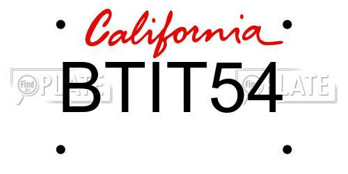 BTIT54 California License Plate