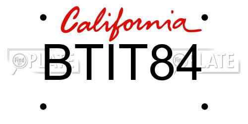 BTIT84 California License Plate