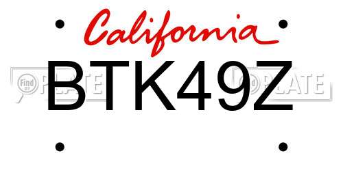 BTK49Z California License Plate