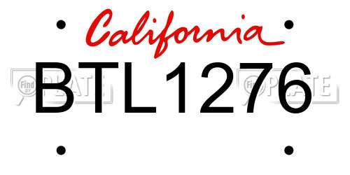 BTL1276 California License Plate
